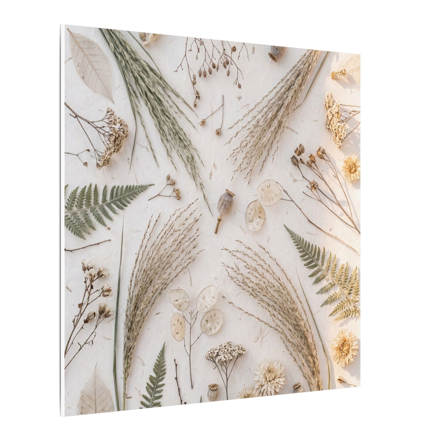 Elegant Dried Flowers Canvas Art - Japanese Pattern Japandi