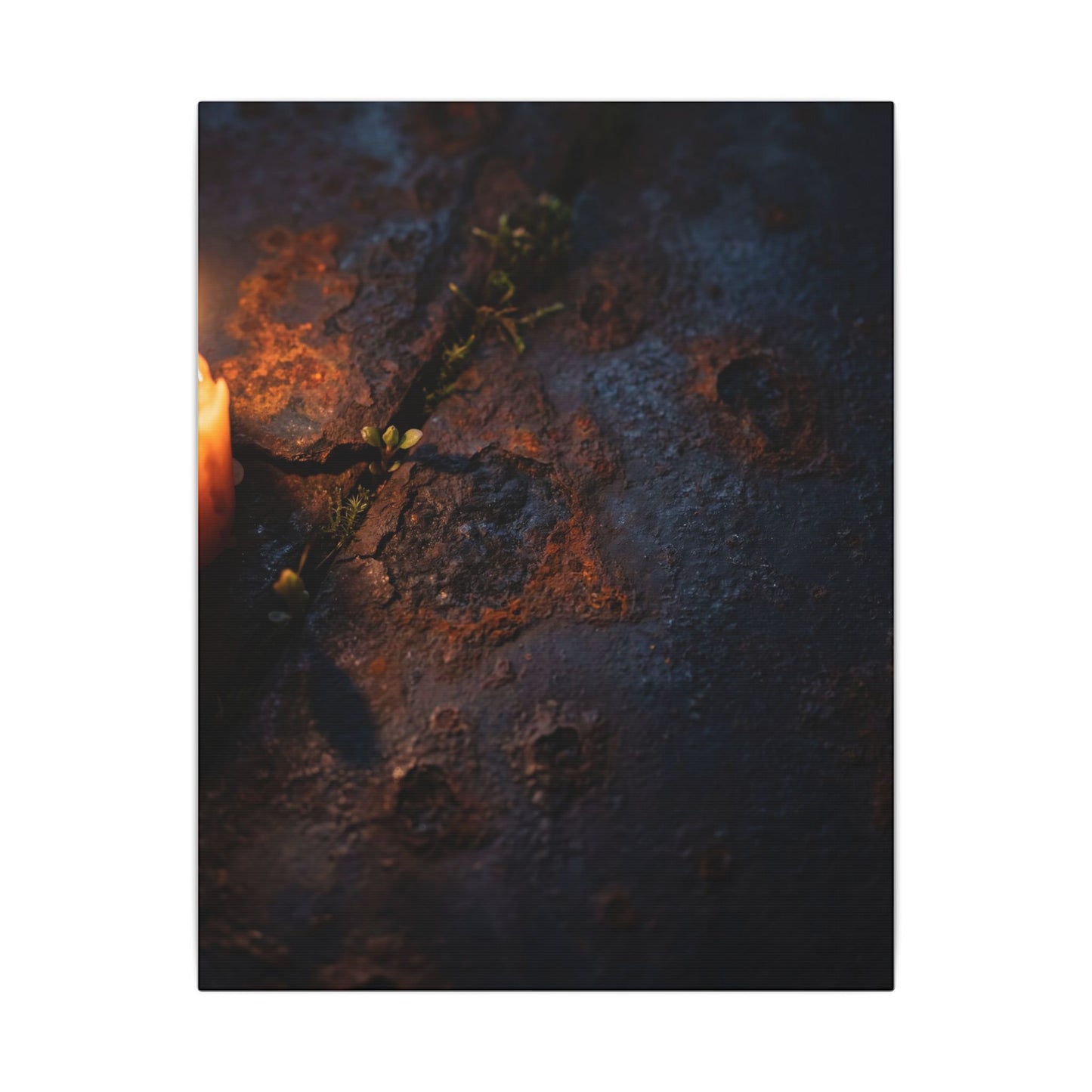 Candlelight Rust Patina Canvas Art - Dark Japandi Ma