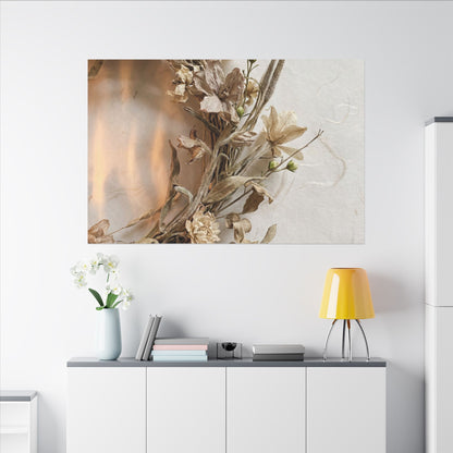 Dried Flowers Japanese Pattern Canvas Art | Neutral Japandi Art