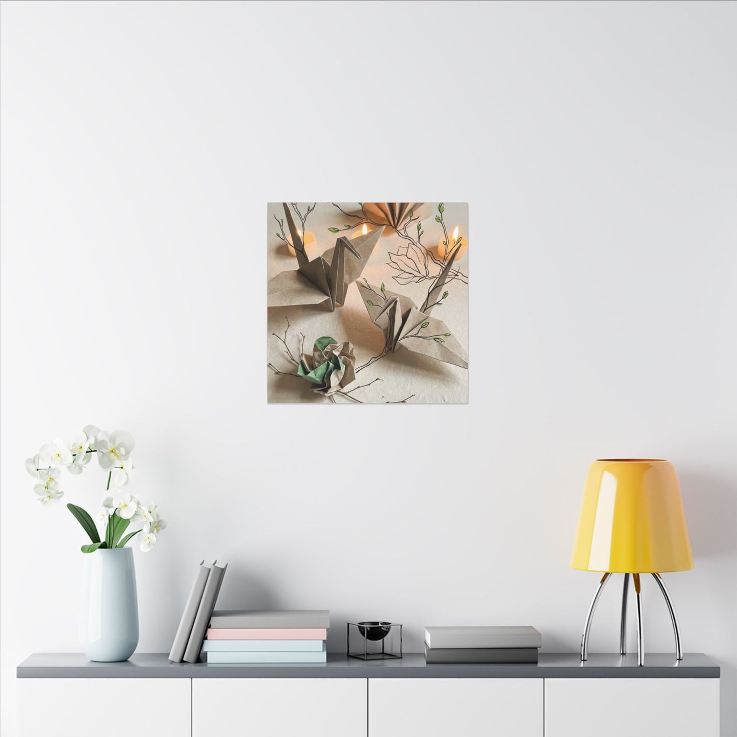 Paper Fold Spring Canvas Art | Japandi Earthy Design
