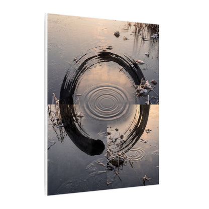 Winter Water Ripple Enso Canvas Art | Tranquil Decor