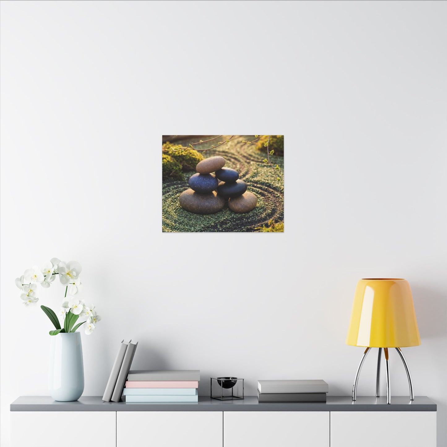 Zen River Stones in Golden Hour | Karesansui Canvas Art