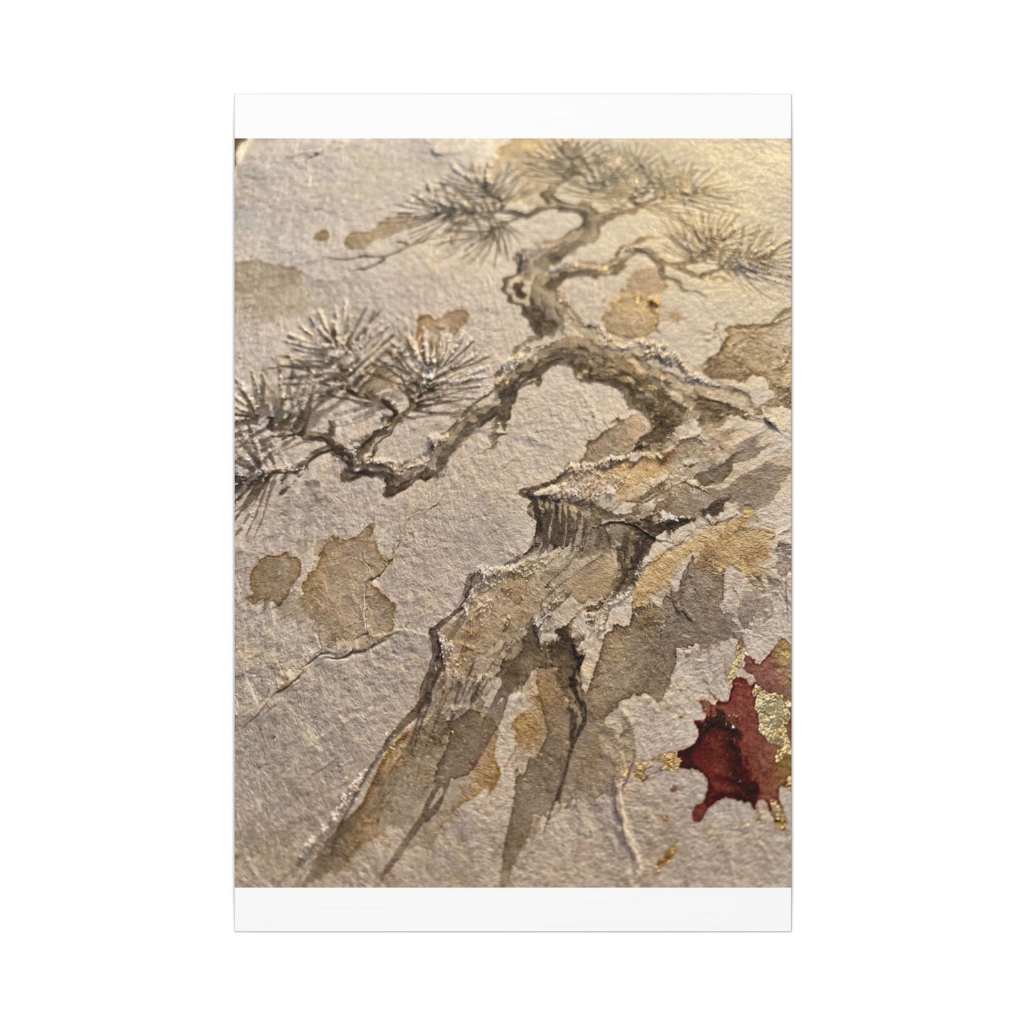 Pine Tree Canvas Art | Winter Japandi Japanese Pattern Art