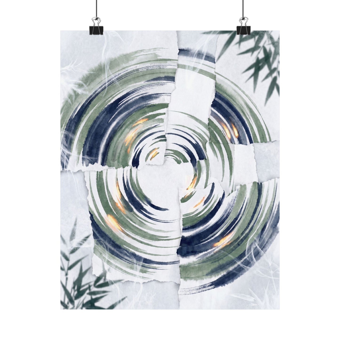 Serene Water Ripple Wall Art Print - Sumi E Zen
