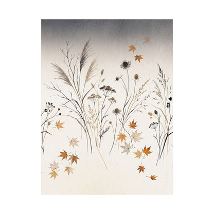 Dried Flowers Wall Art Print | Autumn Japandi Japanese Pattern Art