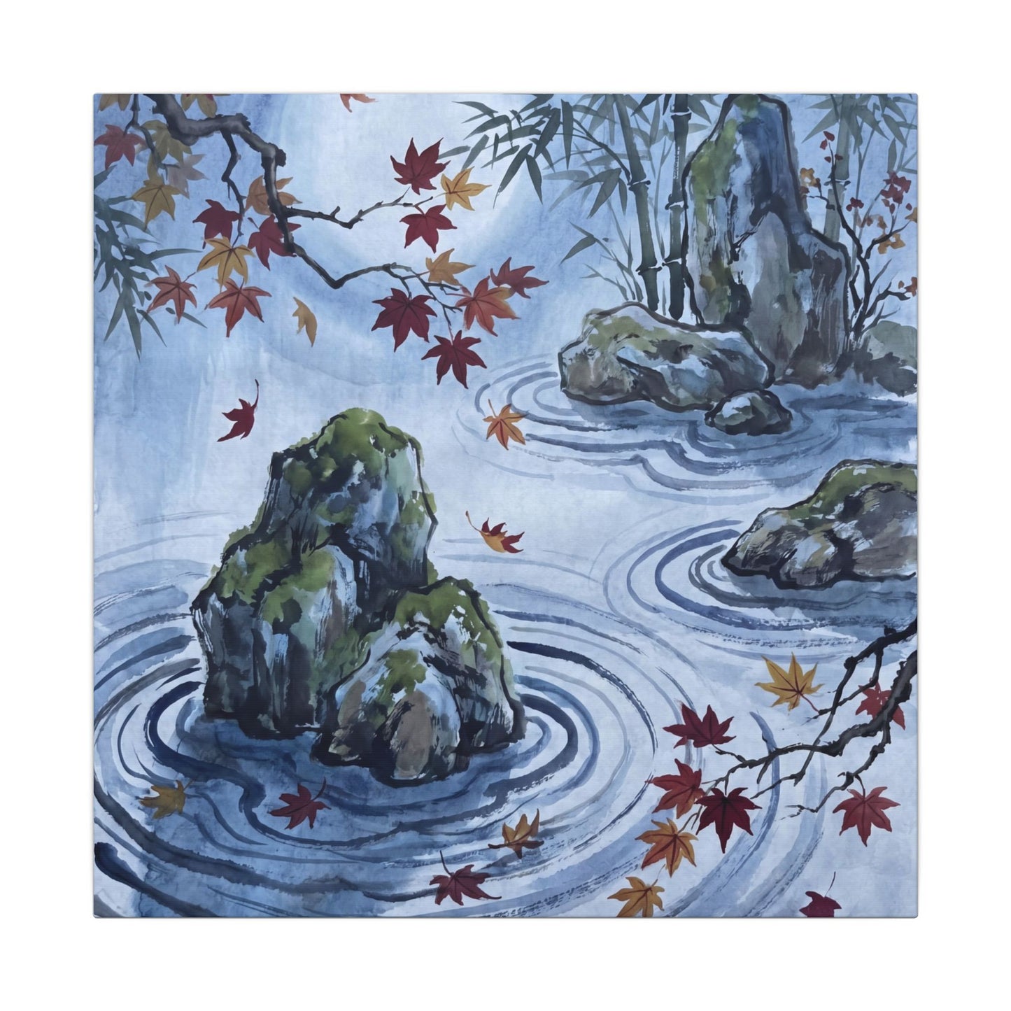 Rock Garden Autumn Canvas Art | Zen Tranquil Design