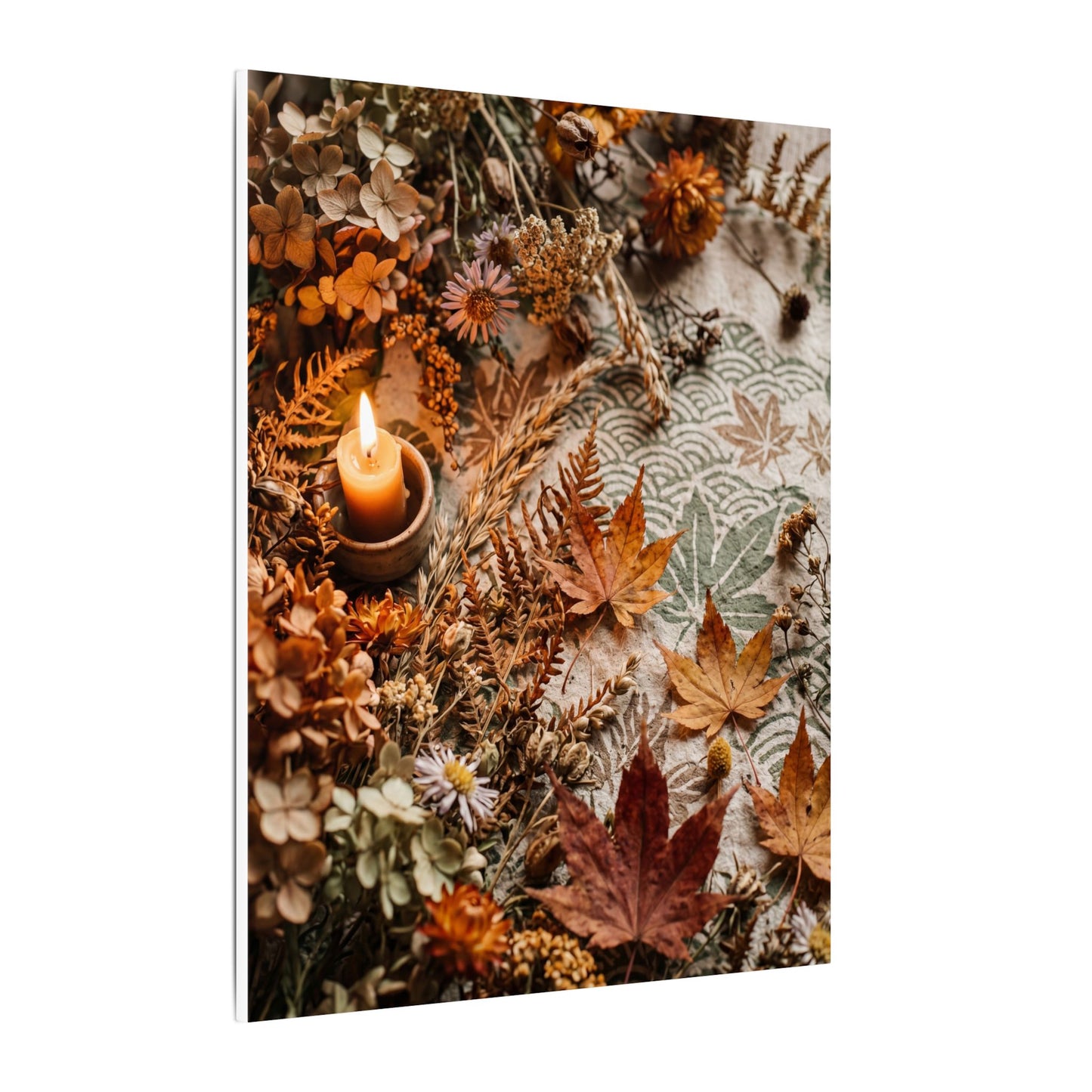 Candlelight Dried Flowers Canvas Art - Japandi Seijaku