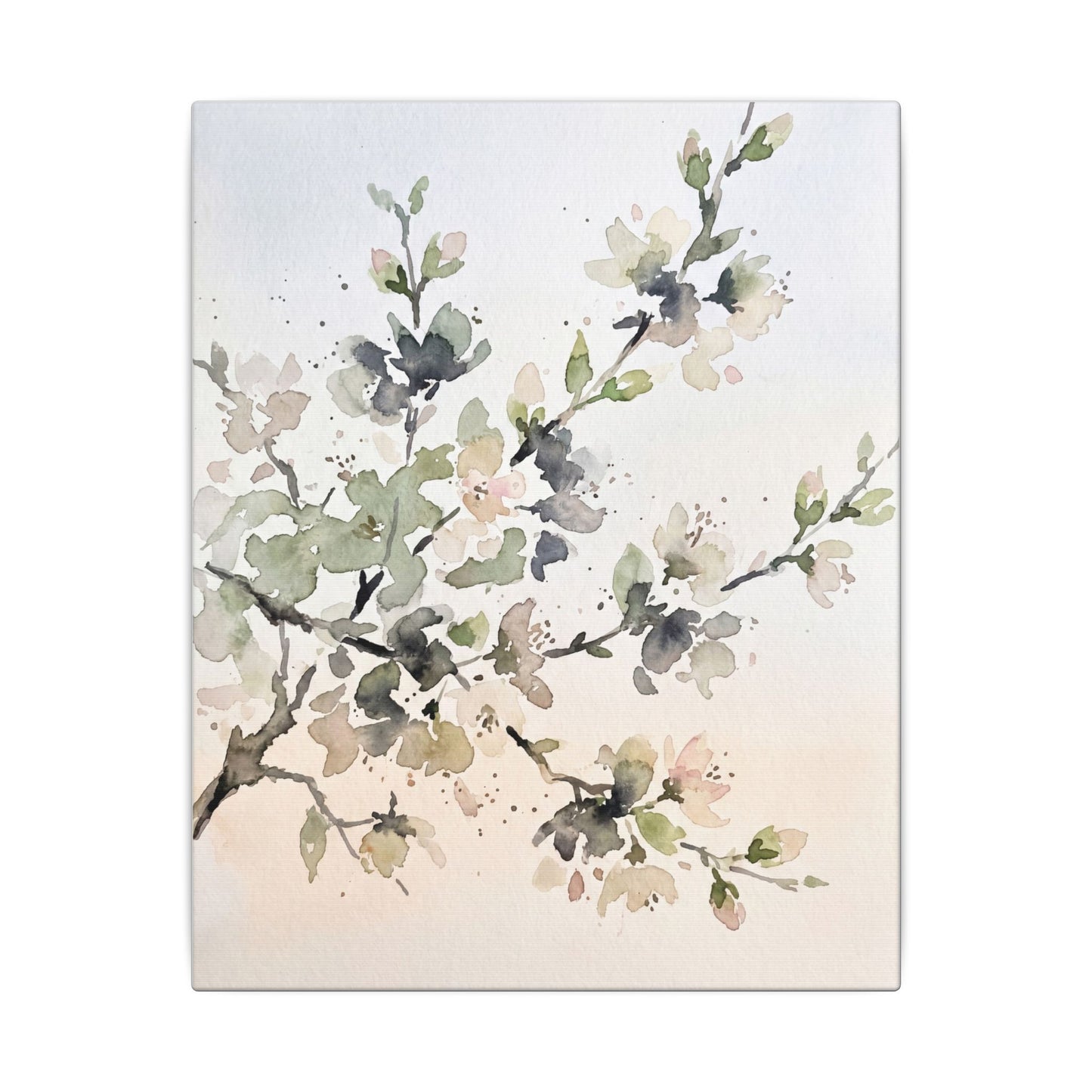 Cherry Blossom Watercolor Canvas Art | Elegant Japandi Art