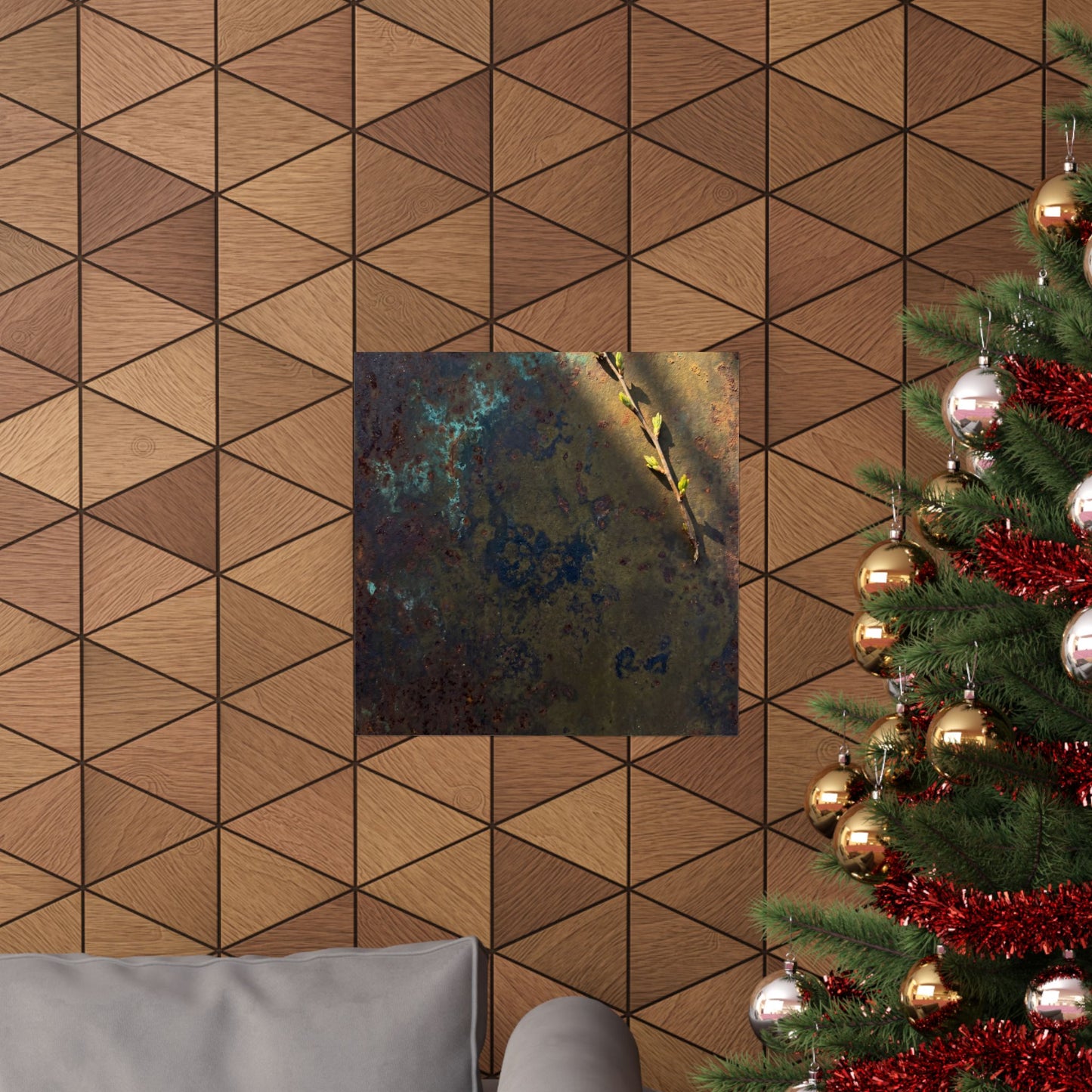 Rust Patina Spring Wall Art Print | Dark Japandi Luxurious Design