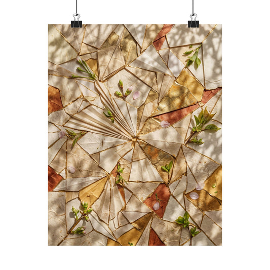 Artful Paper Fold Wall Art Print - Gold Repair Kintsugi Art Print
