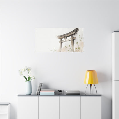 Fukinsei Torii Gate Canvas Art - Japandi Watercolor