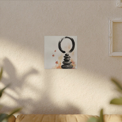 River Stones Canvas Art | Autumn Zen Enso Art