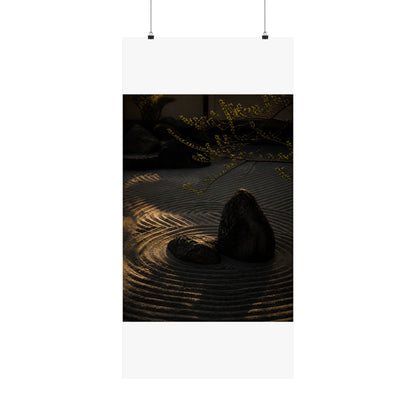 Golden Hour Rock Garden Wall Art Print - Dark Japandi Ma