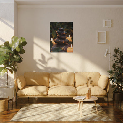 Summer River Stones Gold Vein Canvas Art | Philosophical Decor