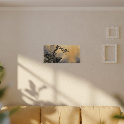 Zen Pine Tree in Golden Hour | Sumi E Canvas Art