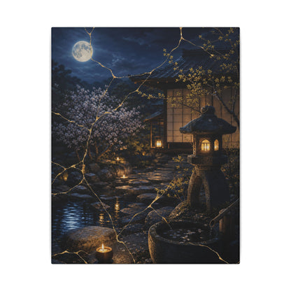 Seijaku Moonlit Garden Canvas Art - Kintsugi Gold Vein
