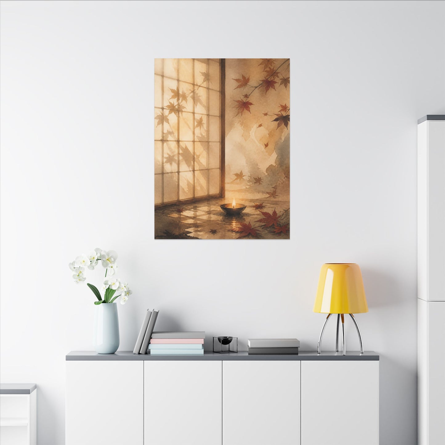 Candlelight Shoji Screen Canvas Art - Japandi Ma