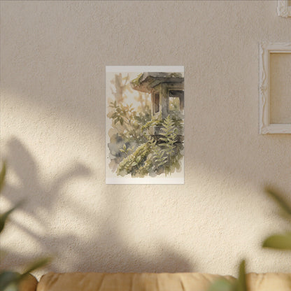 Earthy Stone Lantern Canvas Art - Watercolor Japandi