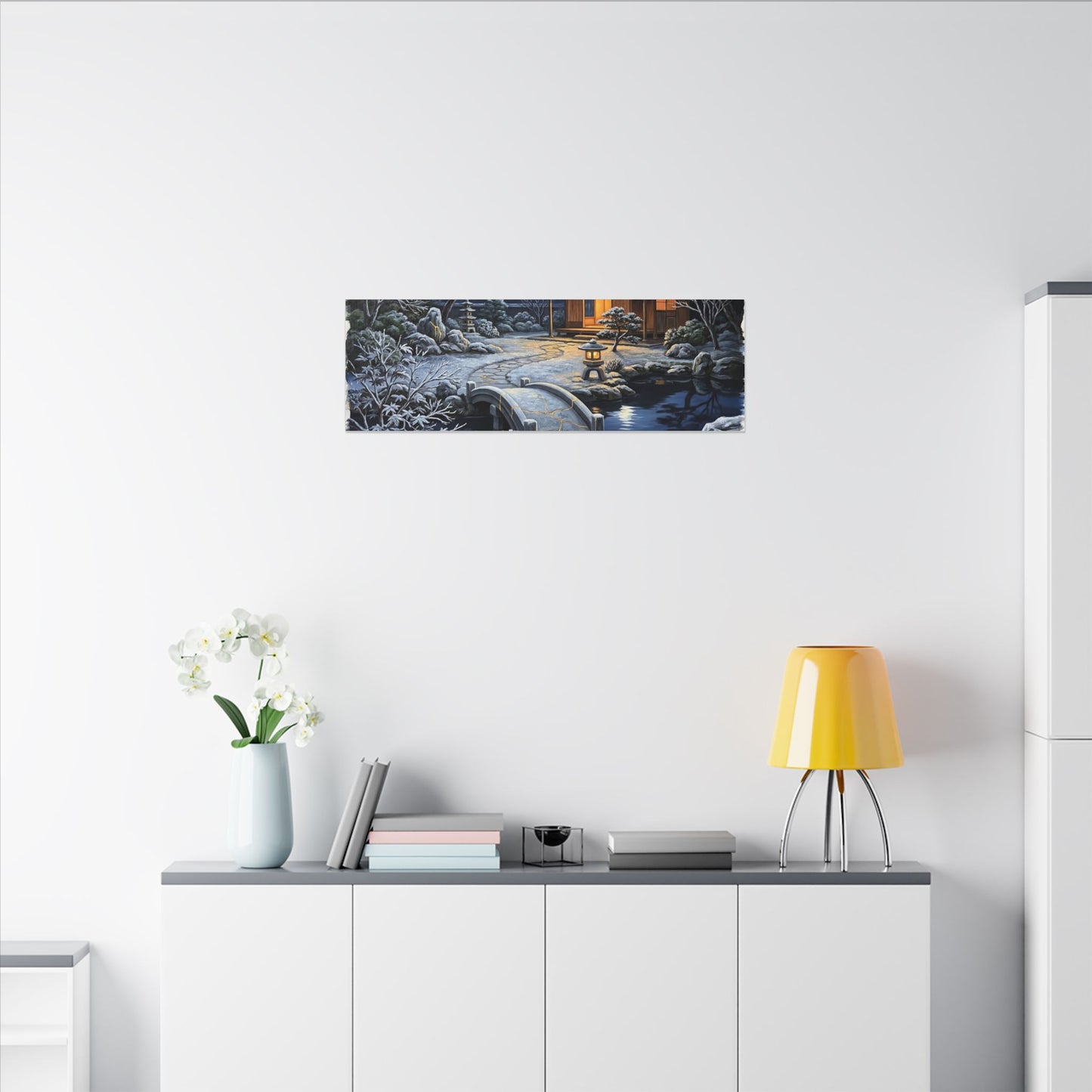Moonlit Garden Winter Canvas Art | Kintsugi Artful Design