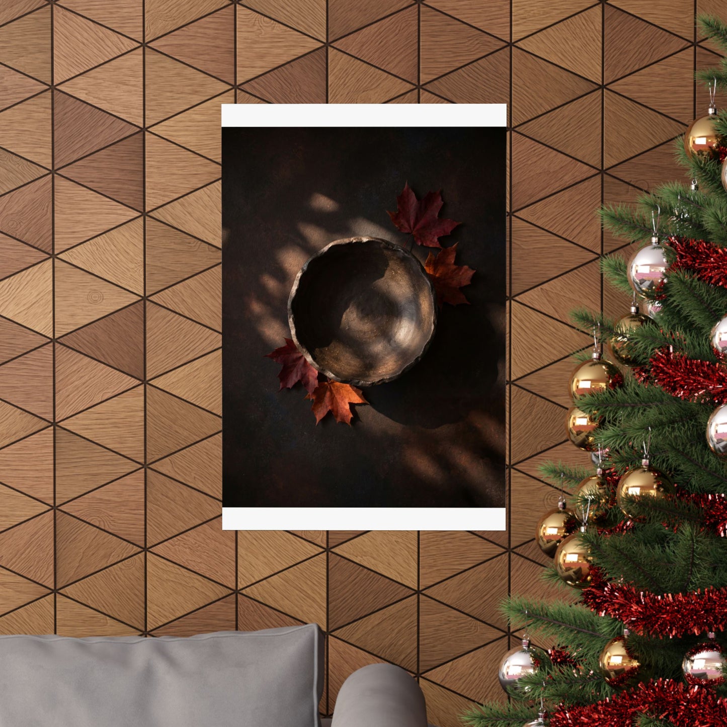 Ceramic Bowl Wall Art Print | Autumn Dark Japandi Dark Texture Art