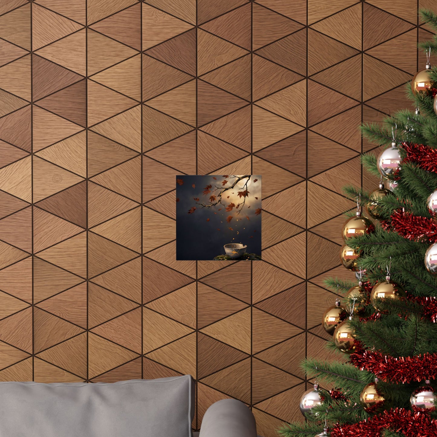 Kintsugi Moonlit Garden in Golden Hour | Gold Repair Wall Art Print