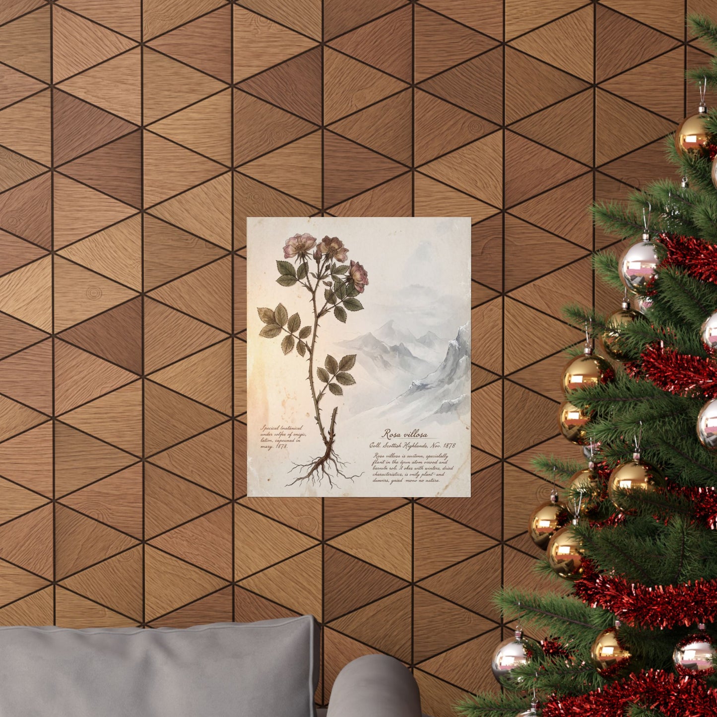 Winter Mountain Mist Herbarium Wall Art Print | Rustic Decor