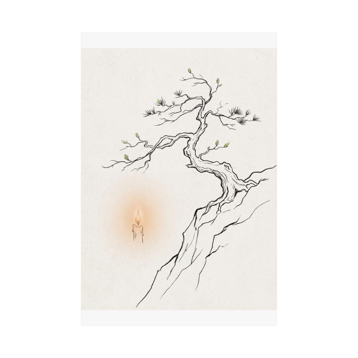 Spring Pine Tree Minimal Line Wall Art Print | Warm Decor
