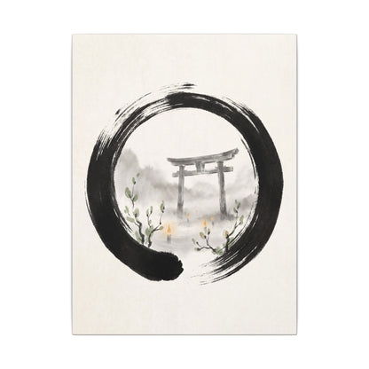 Spring Torii Gate Enso Canvas Art | Tranquil Decor