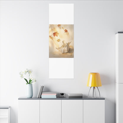Japandi Paper Fold in Golden Hour | Watercolor Canvas Art