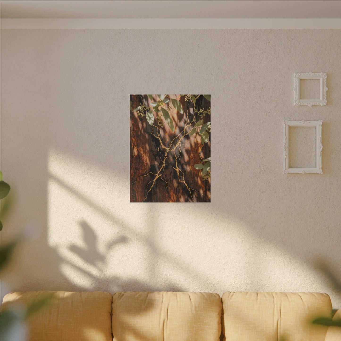 Kanso Rust Patina Canvas Art - Kintsugi Gold Vein