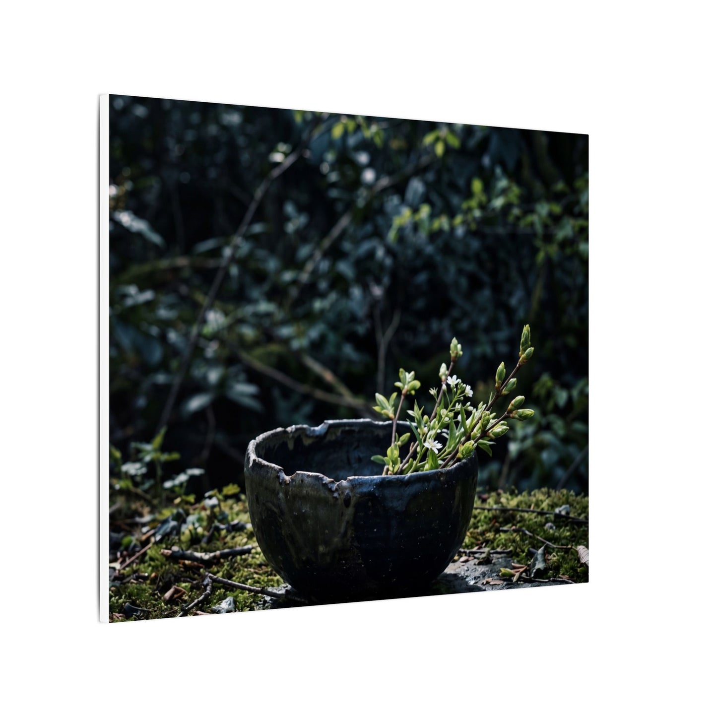 Dappled Ceramic Bowl Canvas Art - Dark Japandi Datsuzoku