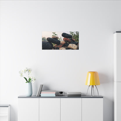 River Stones Canvas Art | Spring Kintsugi Broken Beauty Art