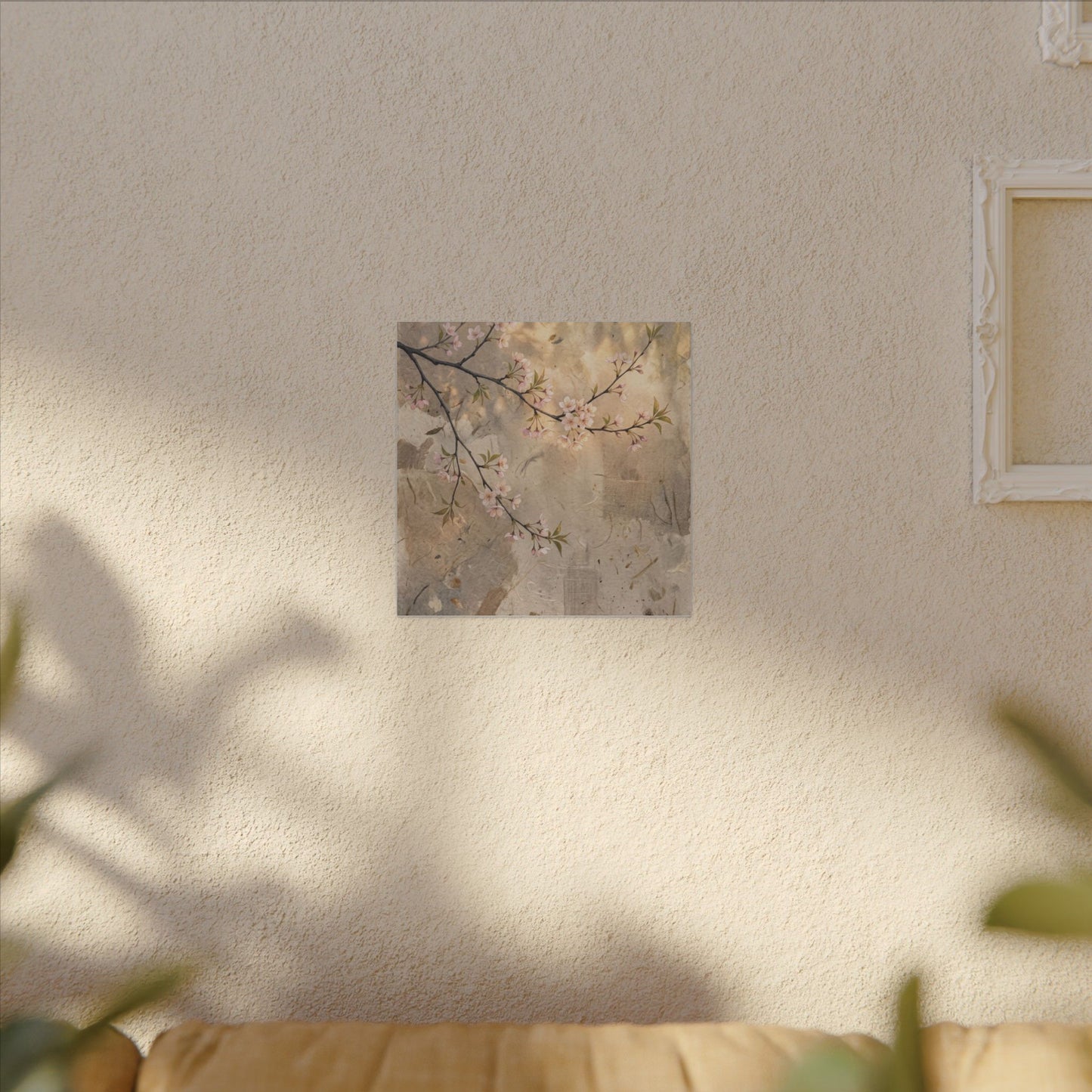 Summer Cherry Blossom Texture Canvas Art | Neutral Decor