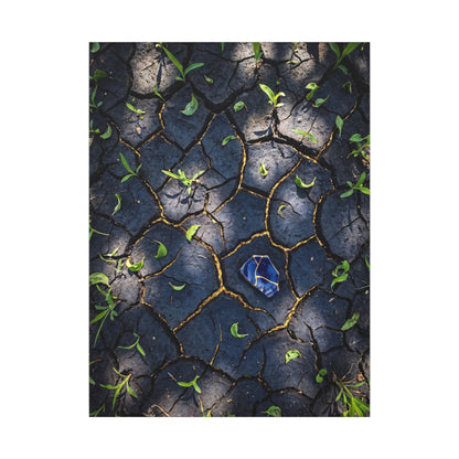 Cracked Earth Canvas Art | Spring Dark Japandi Moody Minimal Art