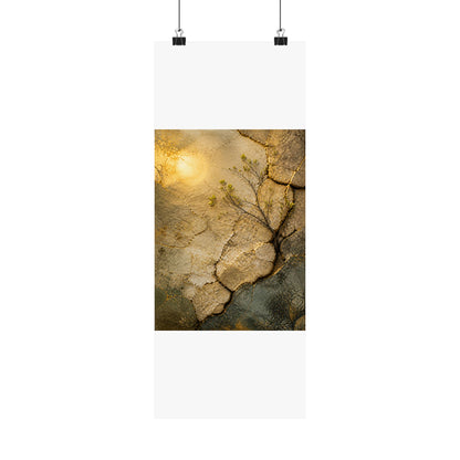 Cracked Earth Texture Wall Art Print | Earthy Japandi Art