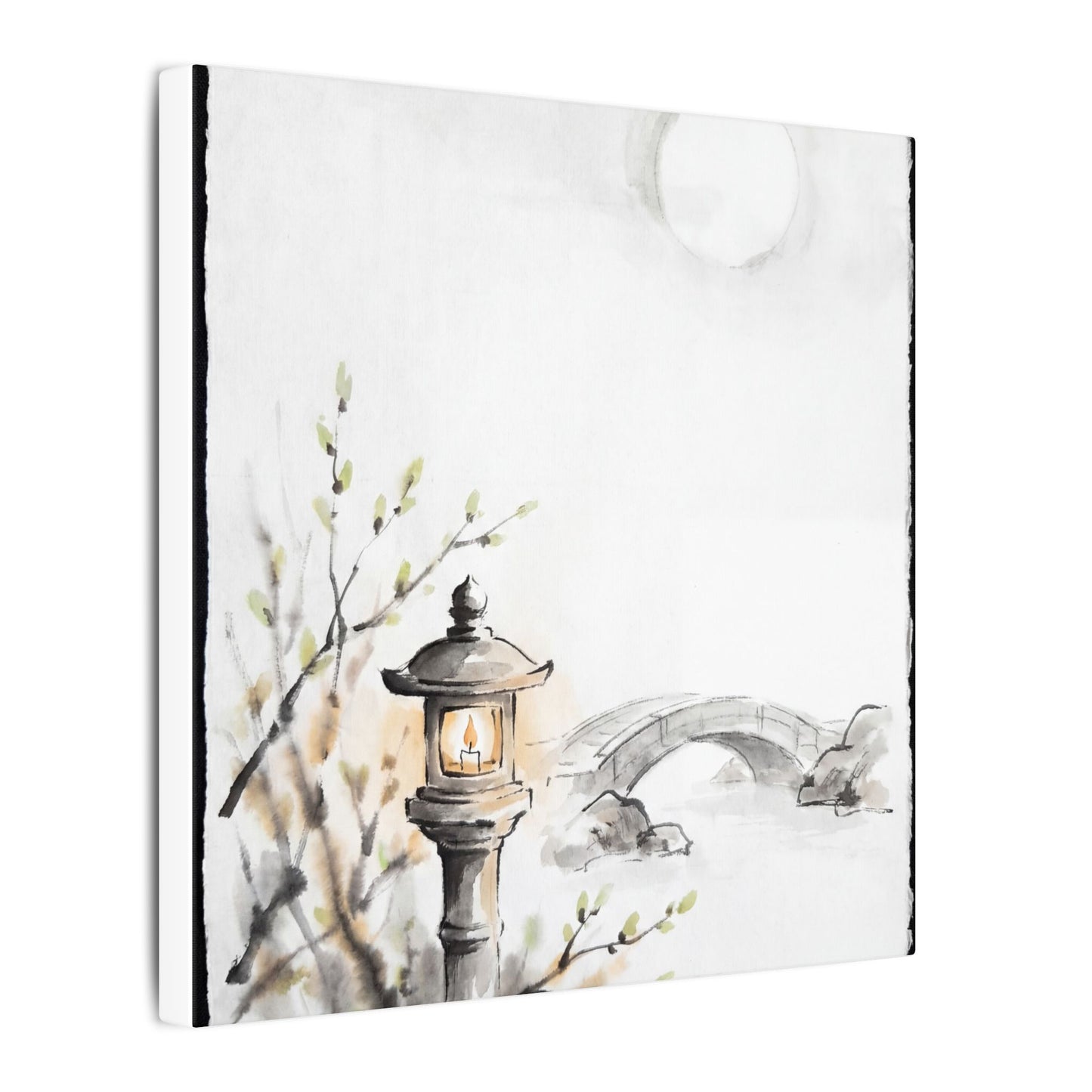 Moonlit Garden Spring Canvas Art | Zen Contemplative Design