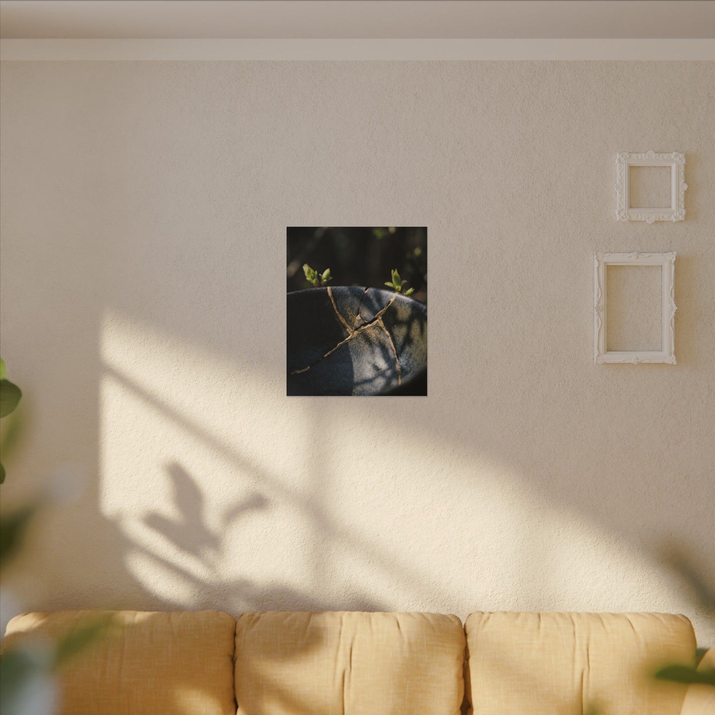 Seijaku Broken Pottery Canvas Art - Dark Japandi Shadow Zen
