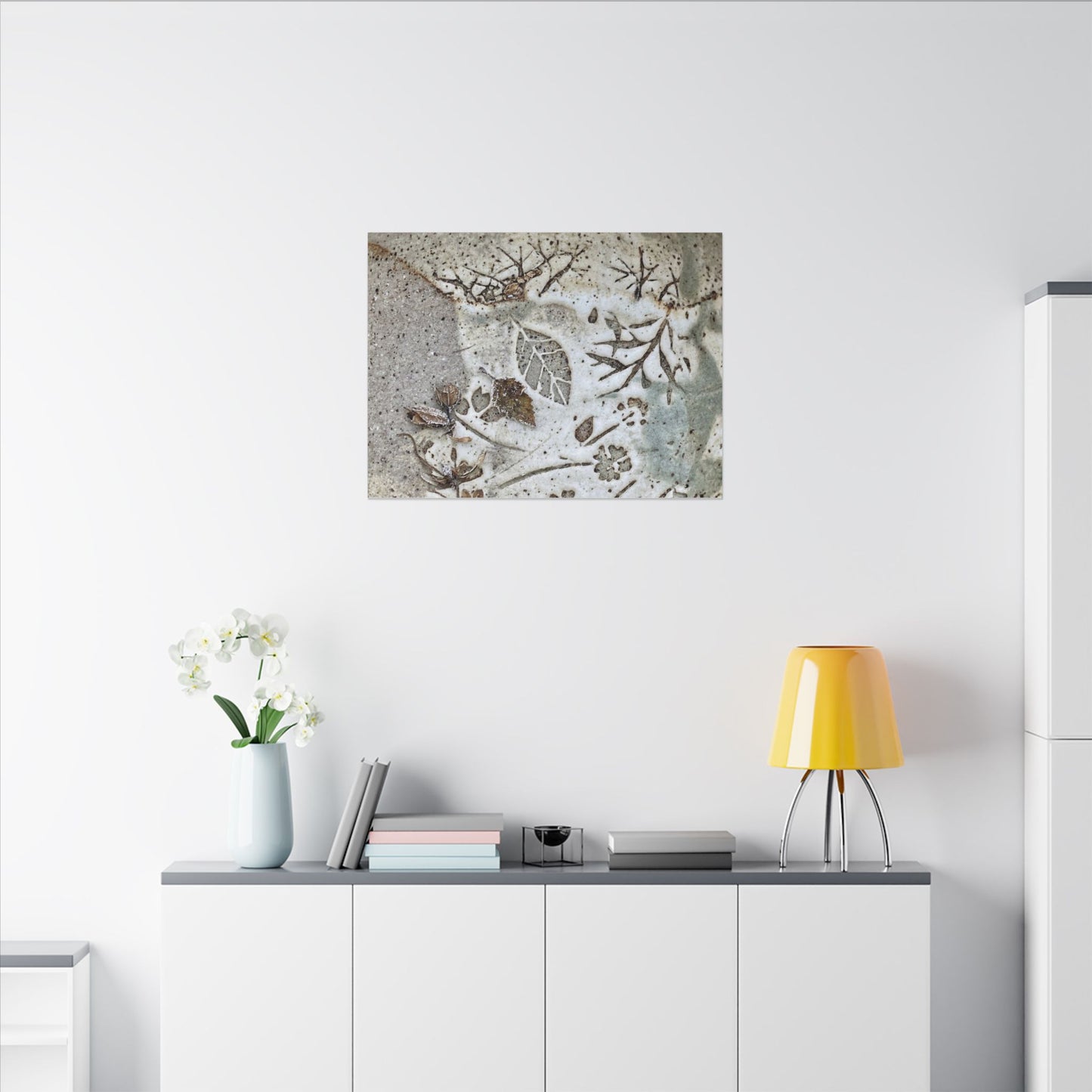 Ceramic Bowl Winter Canvas Art | Japandi Earthy Design
