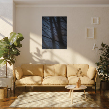 Dark Japandi Shadow Play in Moonlight | Moody Minimal Canvas Art
