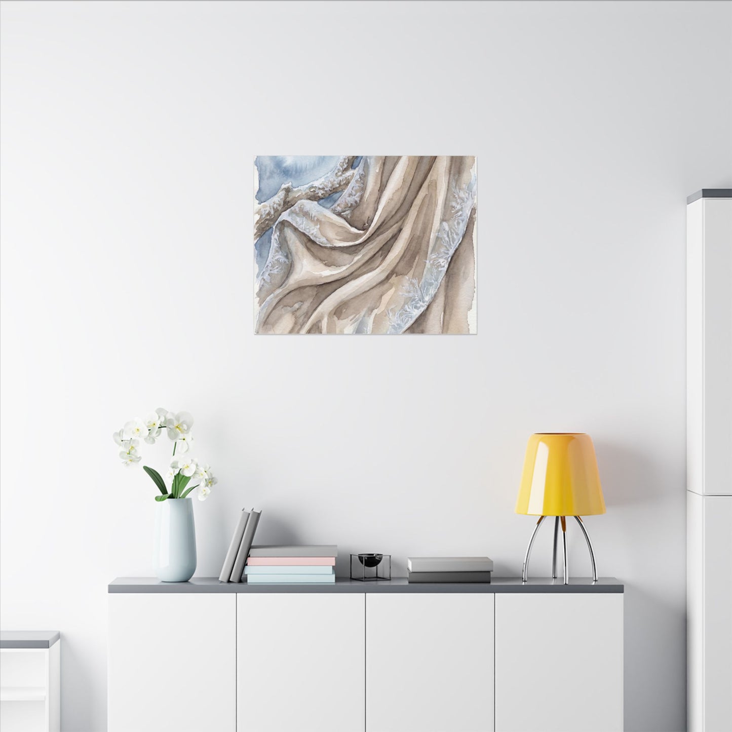 Silk Drape Winter Canvas Art | Japandi Cozy Design