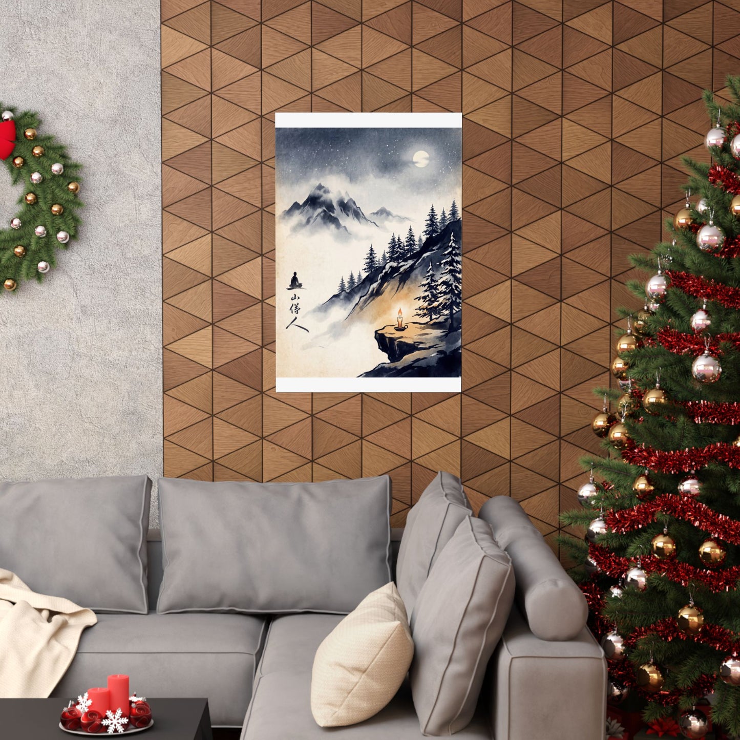 Calm Mountain Mist Wall Art Print - Ukiyo E Inspired Zen