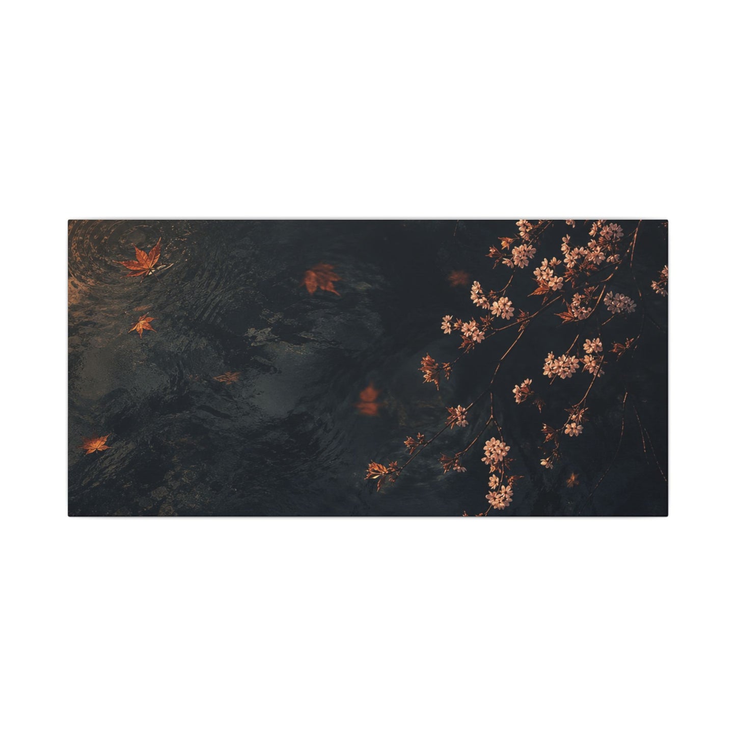 Golden Hour Cherry Blossom Canvas Art - Dark Japandi Kanso