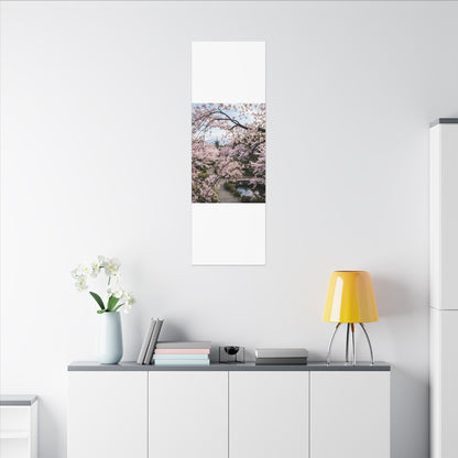 Cherry Blossom Winter Canvas Art | Dark Japandi Luxurious Design