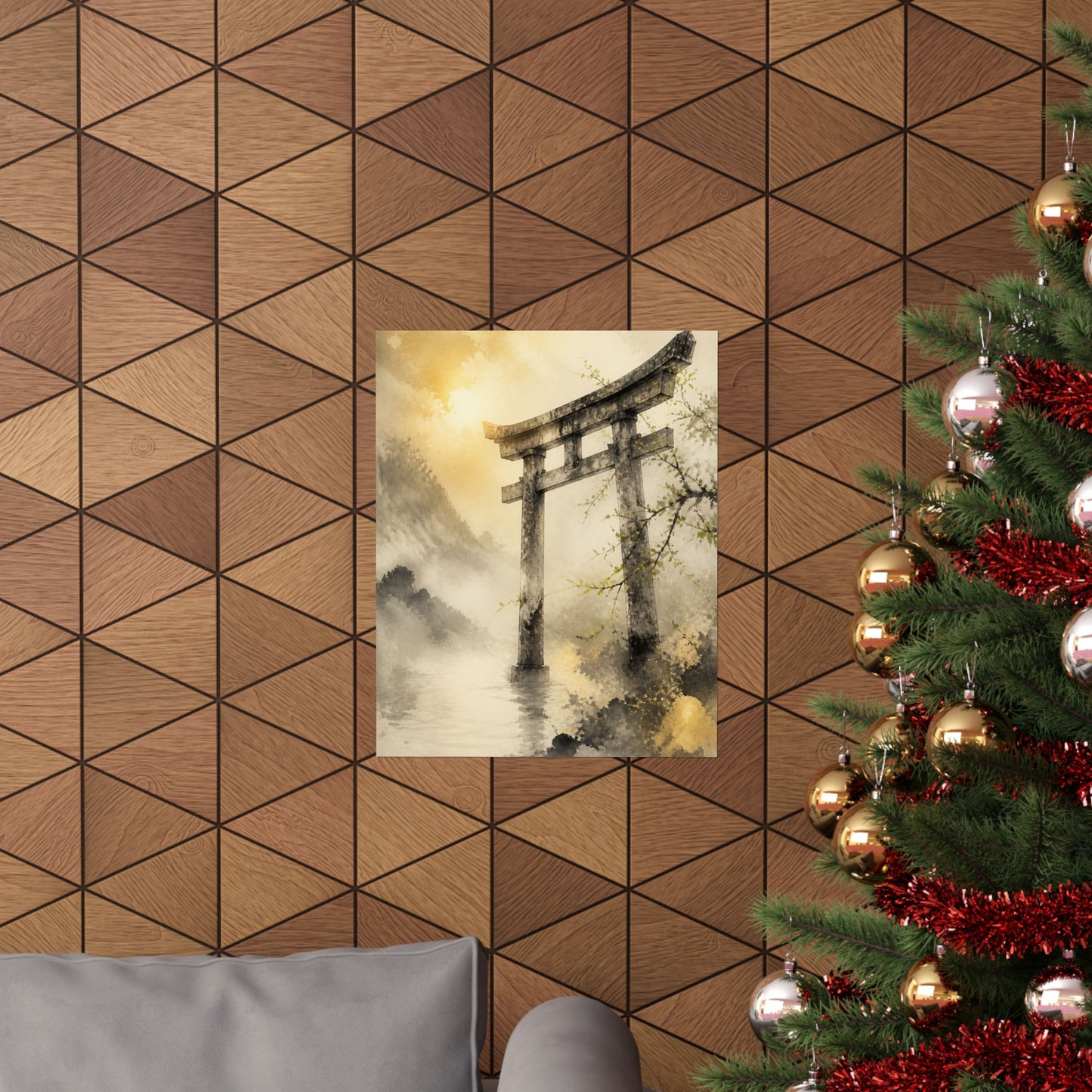 Torii Gate Wall Art Print | Spring Zen Sumi E Art