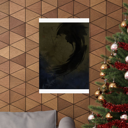 Candlelight Ink Brushstroke Wall Art Print - Dark Japandi Seijaku