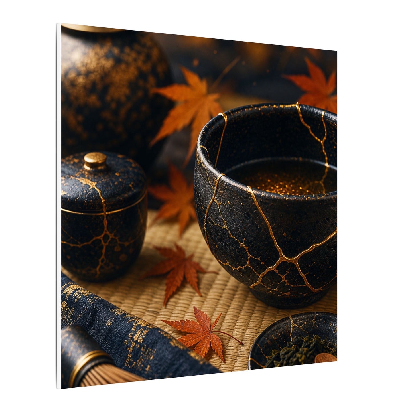 Seijaku Tea Ceremony Canvas Art - Kintsugi Gold Repair
