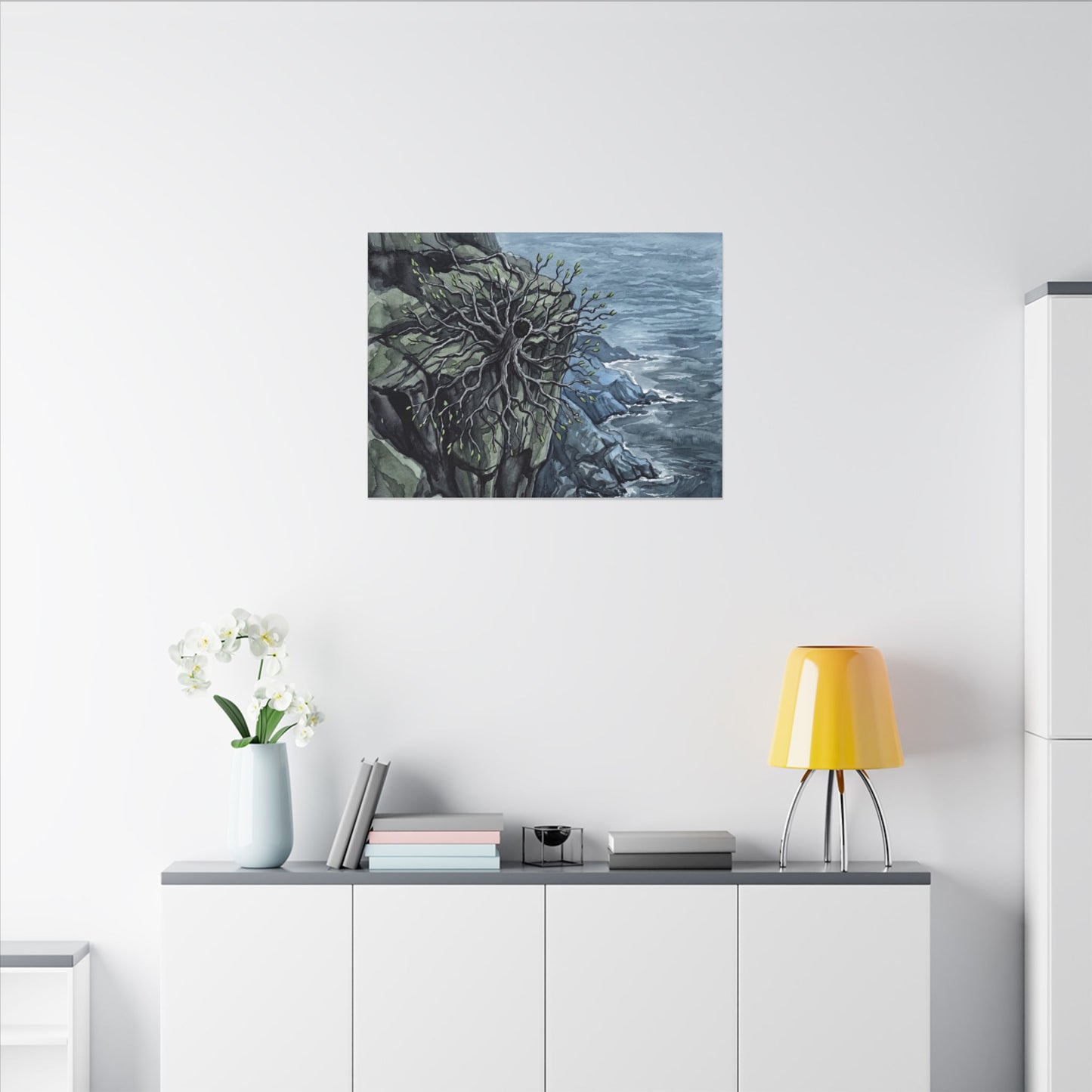 Pine Tree Spring Canvas Art | Japandi Neutral Design