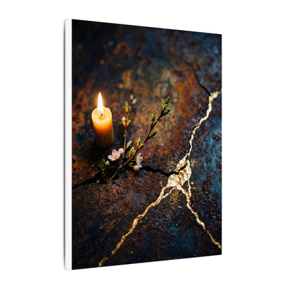 Kintsugi Rust Patina in Candlelight | Gold Repair Canvas Art