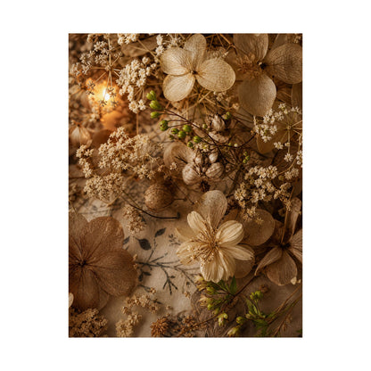 Candlelight Dried Flowers Wall Art Print - Japandi Fukinsei