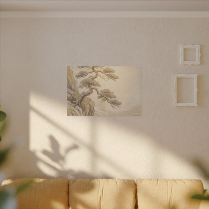 Winter Pine Tree Japanese Pattern Canvas Art | Elegant Decor